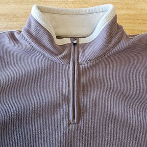 Life is Good  Brown Ribbed pull‎ over zip sweater mens large